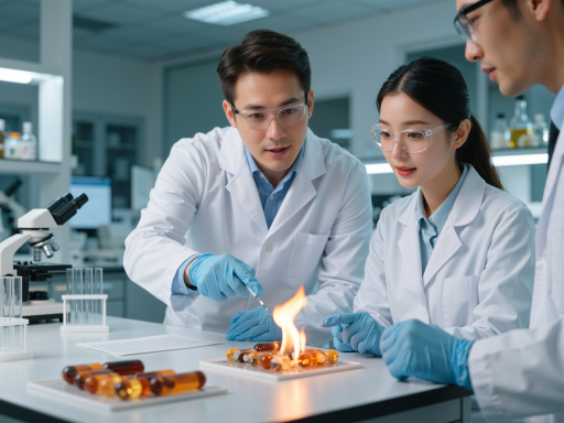 科研团队工作场景，技术人员正在实验室操作精密设备，体现专业研发能力